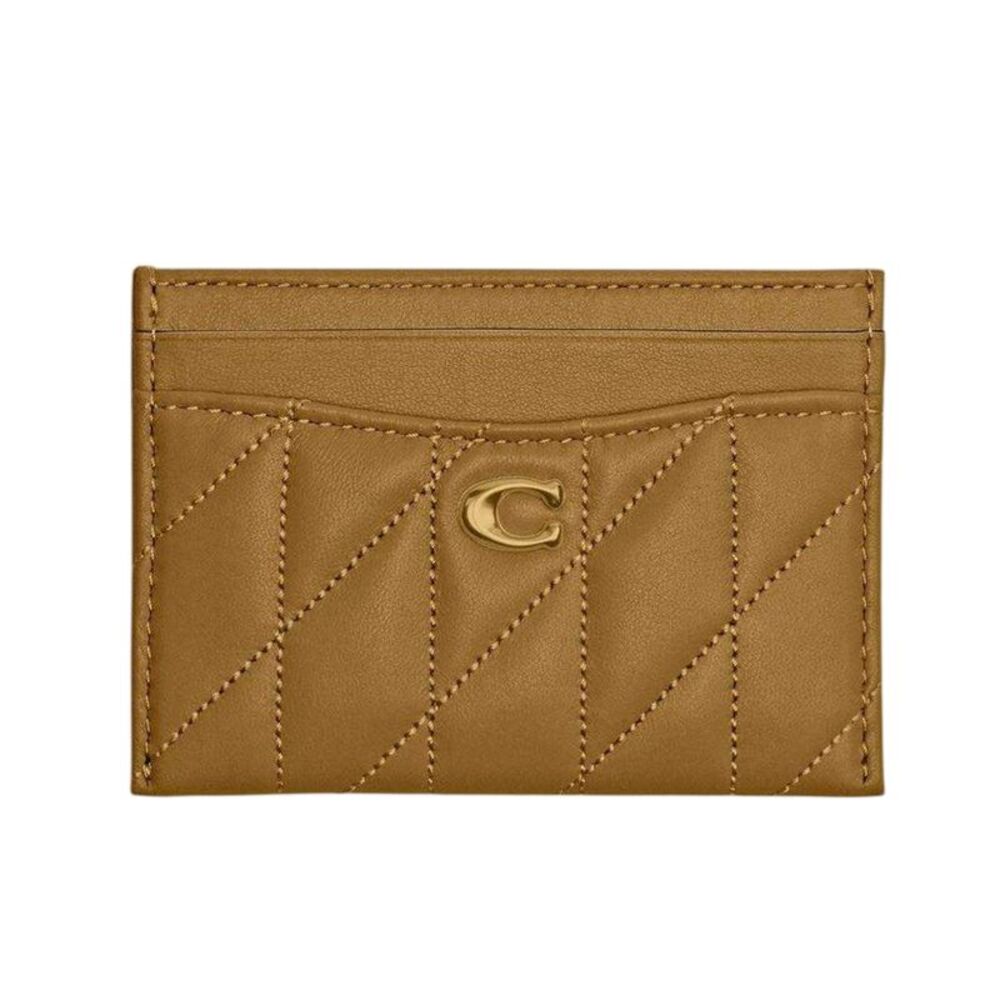 Coach Quilted Leather Card Holder / Olive